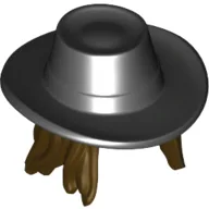 Hair and Hat, Gambler Style Cowboy with Long Dark Brown Hair / Black