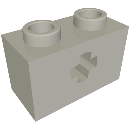 Lego Technic Brick 1 x 2 with Axle Hole Type 2 [X Opening] / Light Bluish Gray