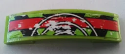 Slope, Curved 4 x 1 x 2/3 Double with Red Stripe, Black Danger Stripes and 3 White Half Circles Pattern (Sticker) - Set 9095