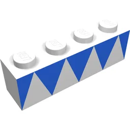 Brick 1 x 4 with Blue Triangles Print / White