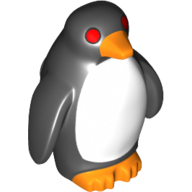 Lego Animal, Bird, Penguin with Red Eyes Print / Black
