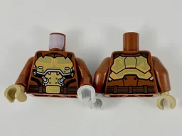 Torso Shirt with Collar, Gold Breastplate with Silver Tubes Pattern / Reddish Brown Arms / Light Bluish Gray Hand Left / Dark Tan Hand Right