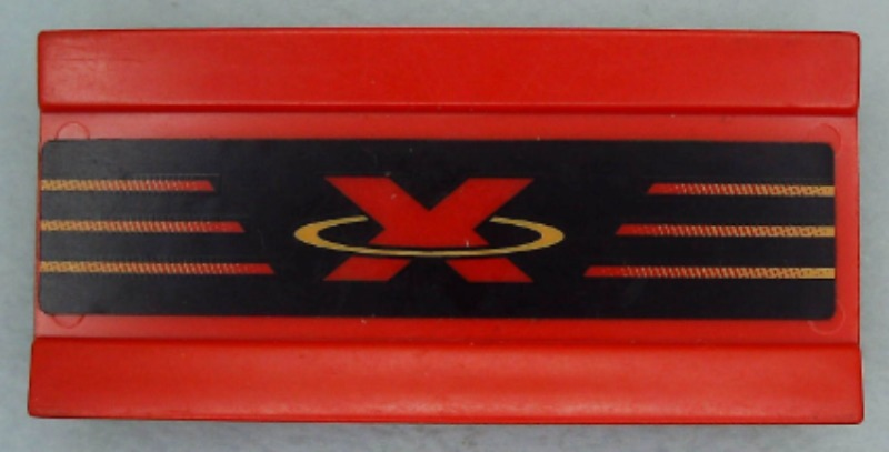 Lego Vehicle, Spoiler / Plow Blade 6 x 3 with Hinge with Red and Yellow Extreme Team Logo Pattern (Sticker) - Sets 2963 / 6568 / 6589
