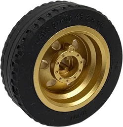 Wheel 30mm D. x 14mm with Black Tire 43.2 x 14 Solid (56904 / 30699) / Metallic Gold