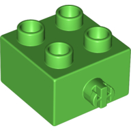 Lego Duplo Brick 2 x 2 Pin on Side / Bright Green