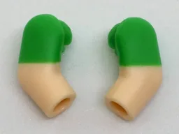 Arm, (Matching Left and Right) Pair with Molded Bright Green Short Sleeves Pattern / Light Nougat