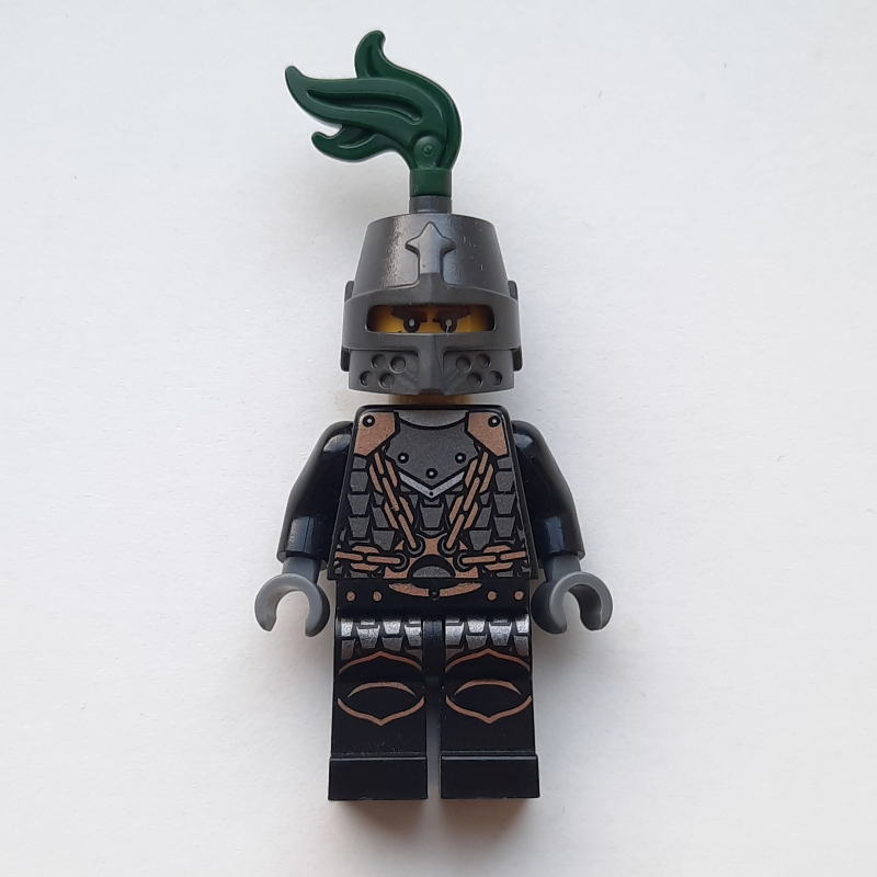 Lego Dragon Knight, Dark Green, Pearl Titanium Helmet with Dark Green Plume