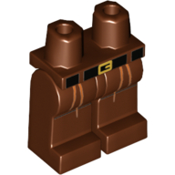 Lego Hips and Reddish Brown Legs with Black Belt with Gold Buckle - Orange Pleats Print / Reddish Brown