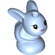 Lego Animal, Rabbit / Bunny, Baby Sitting with Black Eyes and Lavender Nose Print