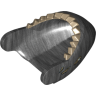 Lego Animal Body Part, Shark Head with Dark Tan Teeth and Sinew Print (Zombie Shark) / Pearl Titanium