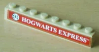 Brick 1 x 8 with Red Hogwarts Express Platform 9 3/4 Pattern (Sticker) - Set 4708