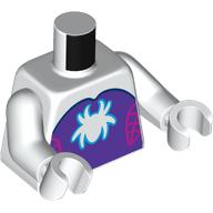 Lego Torso Jumpsuit, Dark Purple Chest, Dark Pink Webs, White Ghost Spider Logo print, White Arms and Hands / White