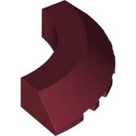 Brick Round Corner 5 x 5 x 1 Slope, Bottom Cut Outs, No Studs, Flat Top / Dark Red