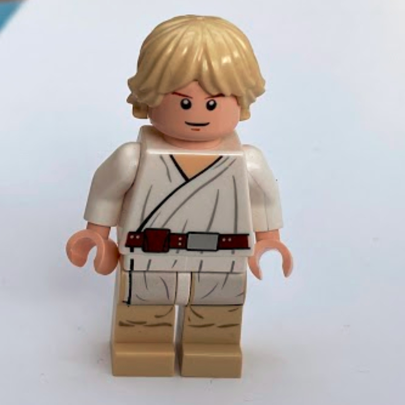 Lego Luke Skywalker, White Robe, Tan Legs, Single Sided Head