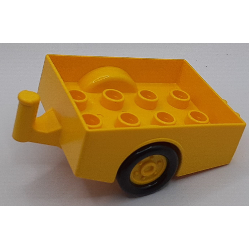 Lego Duplo Trailer with Hitch Ends and Yellow Wheels / Yellow