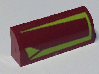 Lego Slope, Curved 1 x 4 x 1 1/3 with Lime Lines Pattern Model Right Side (Sticker) - Set 7751