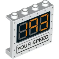 Panel 1 x 4 x 3 with 'Your Speed', and Digital Display '193' (Panel 1 x 4 x 3 with Side Supports - Hollow Studs with '193' and 'YOUR SPEED' Speedometer) Print / White