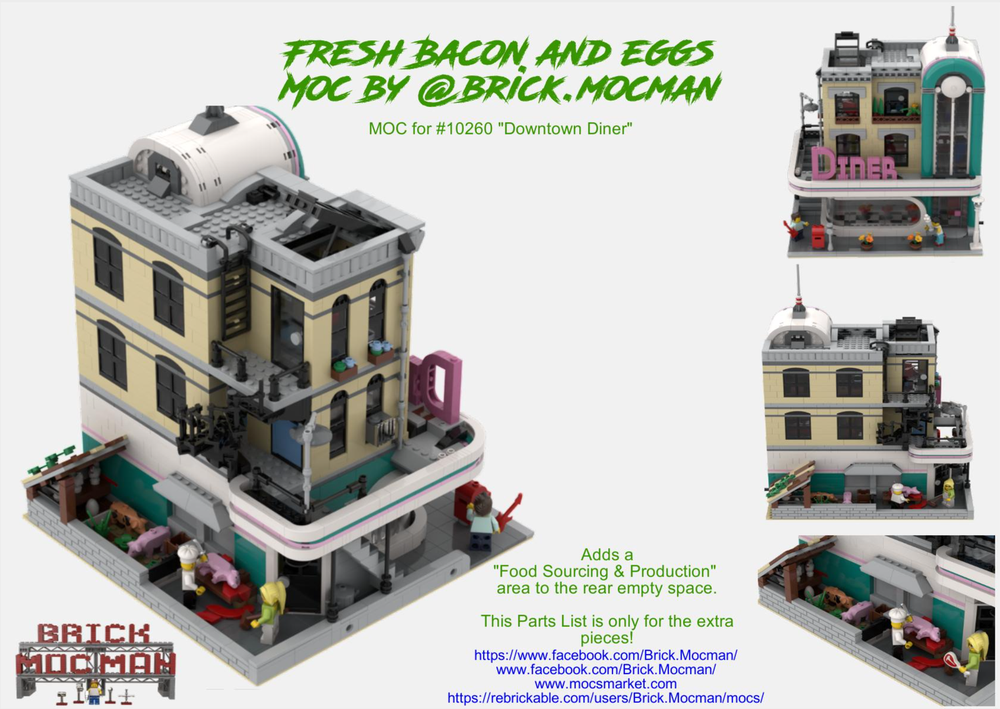 Lego Fresh Bacon & Eggs - Backyard MOC for #10260 "Downtown Diner"