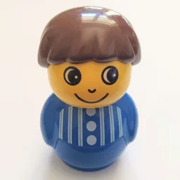 Primo Figure Boy with Blue Base, Striped Shirt Print, Brown Hair / Blue