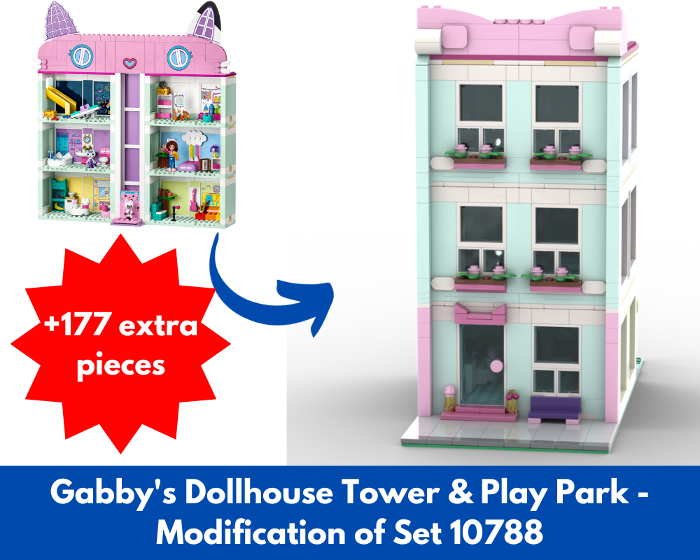 Lego Gabby's Dollhouse Tower & Play Park - Modification of Set 10788