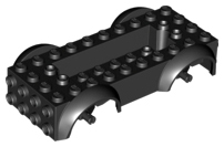 Lego Vehicle, Base 5 x 10 x 2 1/2 with Mudguards and 2 x 6 Recessed Center with 3 Holes with (Same Color) Wheels Holders Attached / Black