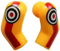 Arm, (Matching Left and Right) Pair with Red Stripes and Black and White Targets Pattern / Bright Light Orange