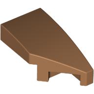 Lego Brick Wedged, Curved 2 x 1 with Stud Notch Right / Medium Nougat