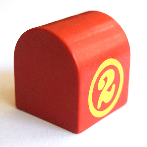 Lego Duplo Brick 2 x 2 x 2 Curved Top with Circled '2' Print on Curved Sides