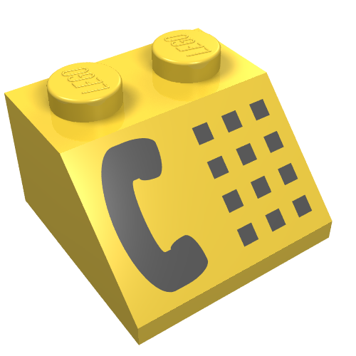 Lego Brick Sloped 45° 2 x 2 with Black Phone Print