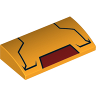 Lego Brick Curved 2 x 4 x 2/3 No Studs, with Bottom Tubes and Iron Man Mask Print / Bright Light Orange