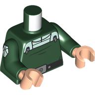 Lego Torso, Imperial Uniform, White Front, Symbol on Arms, Black Belt, Silver Belt Buckle print, Dark Green Arms, Light Nougat Hands / Dark Green