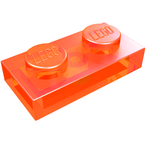 Lego Plate 1 x 2 / Trans-Neon Orange