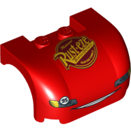 Lego Vehicle Body, Wheel Arch / Mudguard 3 x 4 x 1 2/3 Curved with Front with Headlights, Grill and 'Rust-eze' Print [8487 / 8200]