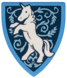 Shield Triangular with Unicorn on Dark Blue Print