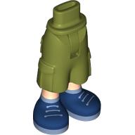 Lego Minidoll Hips and Cargo Pants with Light Nougat Legs, Dark Blue Boots, Sand Blue Laces print / Olive Green