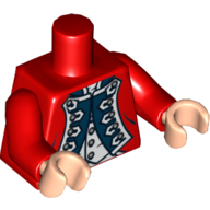 Lego Torso King George's Officer Uniform Print, Red Arms, Light Nougat Hands / Red
