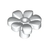 Plant, Flower, Minifig Accessory with 7 Thick Petals and Pin, Center Ring / White