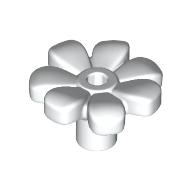 Lego Plant, Flower, Minifig Accessory with 7 Thick Petals and Pin, Center Ring / White