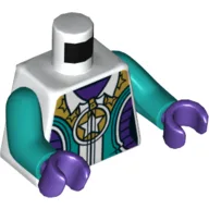 Torso, Jacket with Zipper, White Star on Gold Circle, Dark Turquoise and Dark Purple Panels Print, Dark Turquoise Arms, Dark Purple Hands