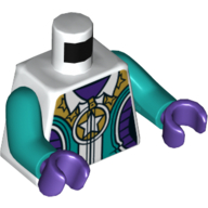 Lego Torso Jacket with Zipper, White Star on Gold Circle, Dark Turquoise and Dark Purple Panels Print, Dark Turquoise Arms, Dark Purple Hands / White