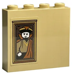 Brick 1 x 4 x 3 with Picture of Wizard with Dark Orange Cape in Gold Frame Pattern (Sticker) - Set 40577
