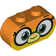 Brick Curved 3 x 1 Round Ends with Large Eyes, Mouth Print (Dr Fox) / Orange