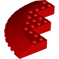 Lego Brick Round Corner 10 x 10 with Slope 33° Edge, Axle Hole, Facet Cutout / Red