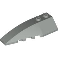 Lego Brick Wedged, Curved 6 x 2 Left, Inner Ridges / Light Gray