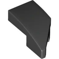 Brick Wedged, Curved 2 x 1 with Stud Notch Left / Black