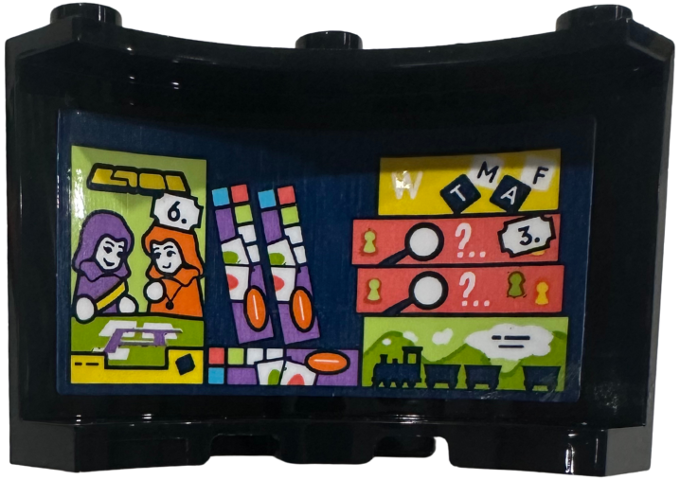 Lego Cylinder Quarter 4 x 4 x 3 with Shelf with Roleplay, Board, Letter, Clue, and Train Games Pattern (Sticker) - Set 42674