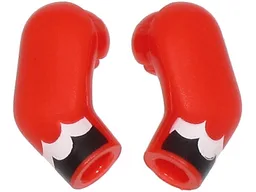 Arm, (Matching Left and Right) Pair with Black and White Feathers Pattern / Red