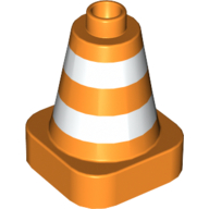 Lego Duplo Cone 2 x 2 Square Base with White Reflective Safety Stripes Print