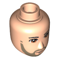 Lego Minidoll Head Male with Light Brown Eyes, Light Brown Beard and Closed Mouth Print