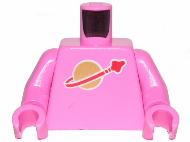 Lego Torso with Classic Space Logo High on Torso Pattern, Inside with Ribs (second reissue) / Dark Pink Arms / Dark Pink Hands